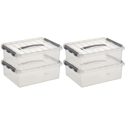 Sunware q-line opberg box/opbergdoos - 8x - 10 liter - 40 x 30 x 11 cm - kunststof - transparant