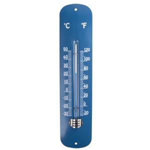 Esschert design thermometer - voor binnen en buiten - denimblauw - 30 x 7 cm - Celsius/fahrenheit   -