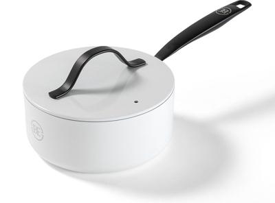 BE Living Steelpan met deksel ø 18 cm - keramische anti-aanbaklaag - PFAS-vrij - geschikt voor alle warmtebronnen - wit