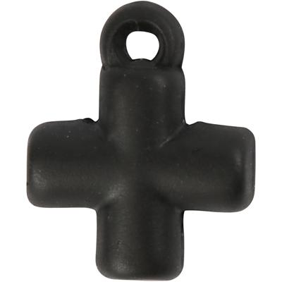 Creativ Company Kruis, afm 10x10 mm, gatgrootte 1,5 mm, zwart, 4 stuk/ 1 doos