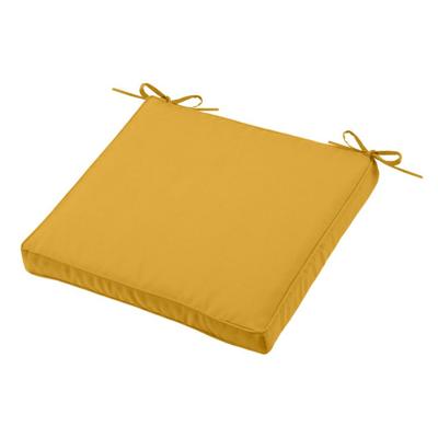 Stof Textile Tuin stoelkussen - okergeel - 40 x 40 x 5 cm - touwtjes sluiting - voor buiten