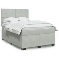 Boxspring met matras fluweel lichtgrijs 140x190 cm
