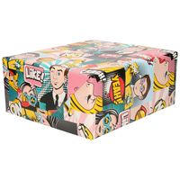 2x Inpakpapier / cadeaupapier gekleurd met comic book / stripverhaal thema 200 x 70 cm - thumbnail