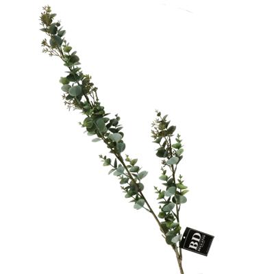 Kunstbloem/kunsttak Eucalyptus luxe - 119 cm - lichtgroen - kunst zijdebloemen