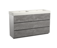 Storke Edge staand badmeubel 150 x 52 cm beton donkergrijs met Mata High dubbele wastafel in mat witte solid surface - thumbnail