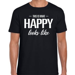 This is what Happy looks like fun tekst t-shirt zwart heren