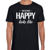 This is what Happy looks like fun tekst t-shirt zwart heren - thumbnail