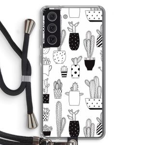 Cactusmotief: Samsung Galaxy S21 FE Transparant Hoesje met koord