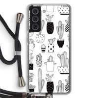 Cactusmotief: Samsung Galaxy S21 FE Transparant Hoesje met koord