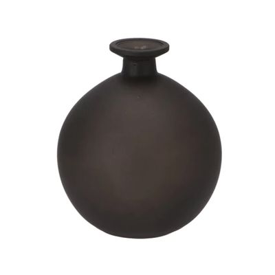 Bloemenvaas rond model - helder gekleurd glas - mat zwart - D13 x H15 cm