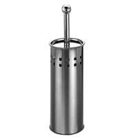 Toiletborstel met houder - RVS - 38 cm - WC borstels - zilverkleurig