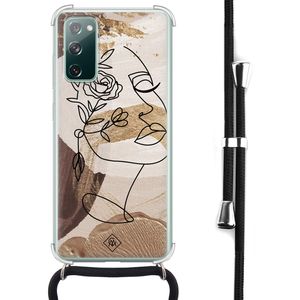 Samsung Galaxy S20 FE hoesje met koord - Abstract gezicht bruin