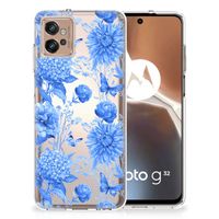 TPU Case voor Motorola Moto G32 Flowers Blue - thumbnail