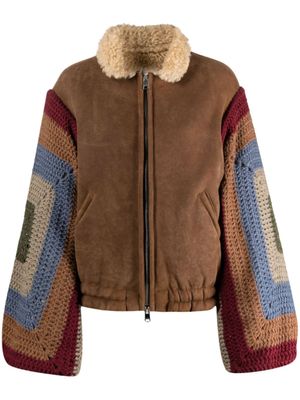 tu lizé veste bomber à design patchwork - Marron