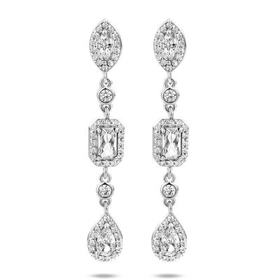 Oorhangers zilver-zirconia zilverkleurig-wit 5,5 x 39 mm