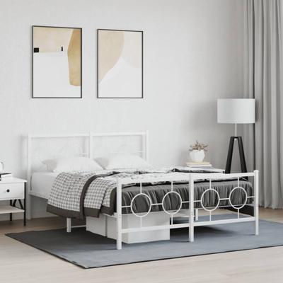 Bedframe met hoofd- en voeteneinde metaal wit 140x190 cm