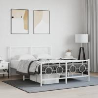 Bedframe met hoofd- en voeteneinde metaal wit 140x190 cm