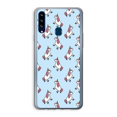 Eenhoorns overal: Samsung Galaxy A20s Transparant Hoesje