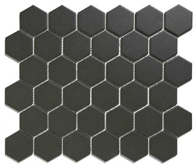 The Mosaic Factory London Mozaiek Tegel Hexagon - Zwart Porselein Ongeglazuurd, R11 281x325 mm