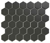 The Mosaic Factory London Mozaiek Tegel Hexagon - Zwart Porselein Ongeglazuurd, R11 281x325 mm
