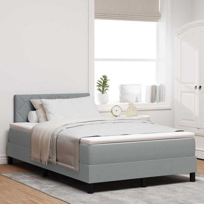 Boxspring Bed met Matras & LED Lichtgrijs 120x190 cm Stof
