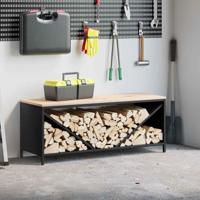 Brandhoutrek met houten blad 100,5x35,5x40 cm zwart