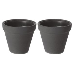 Plantenpot/bloempot Classic Garden - 2x - buiten/binnen - kunststof - antraciet - D35 x H36 cm