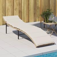 Ligbed met kussen 55x199x50 cm poly rattan beige - thumbnail