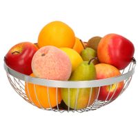 Fruitschaal/fruitmand rond zilver metaal 26,5 cm - thumbnail