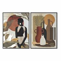 Schilderij DKD Home Decor Vaas Koloniaal (2 Stuks)