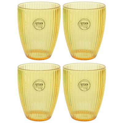 Decoris drinkbekers - Set van 6x stuks - kunststof - geel - 200 ml