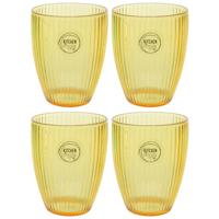Decoris drinkbekers - Set van 6x stuks - kunststof - geel - 200 ml