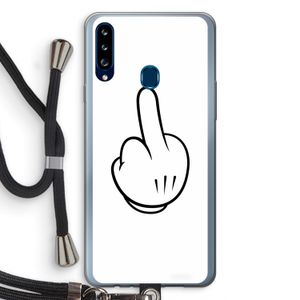 Middle finger white: Samsung Galaxy A20s Transparant Hoesje met koord