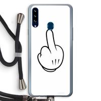 Middle finger white: Samsung Galaxy A20s Transparant Hoesje met koord