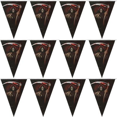 Horror/halloween thema vlaggenlijn feestslinger - 3x - magere Hein - plastic - 250 cm