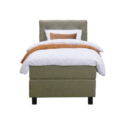 Boxspring Liv geruit - groen - 90x200 cm - vierkante poot - Leen Bakker