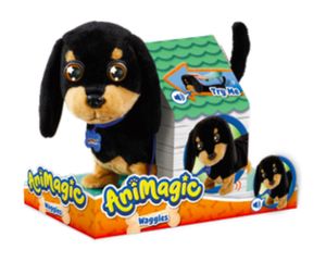 Animagic knuffel Waggles junior pluche 20 cm zwart