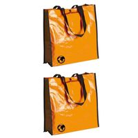 2x stuks shopper boodschappen opberg tassen oranje 38 x 38 cm - Shoppers - thumbnail