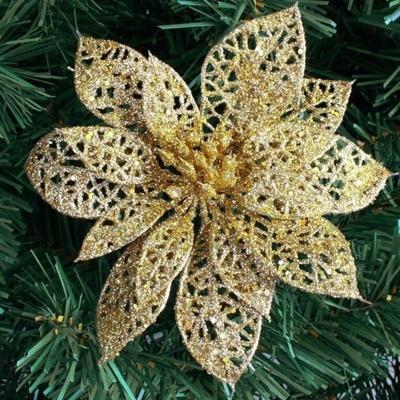 10 stuks 15cm simulatie holle kunstmatige bloem kinderen Birthday Party decoratie Nieuwjaar Christmas decor (goud)