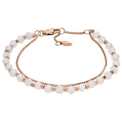 Fossil JF04444791 Armband Beads staal-howlite rosekleurig-rozenkwarts 4 mm 16,5-20 cm