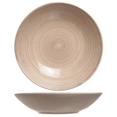 1x stuks rond diep bord/soepbord Turbolino beige/ bruin 21 cm