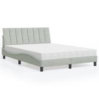 Bed met matras "Hanko" fluweel lichtgrijs 140x200 cm