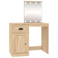 The Living Store Kaptafel Sonoma Eiken - Bewerkt Hout en Acryl - 90 x 50 x 132.5 cm - LED Verlichting met USB - thumbnail