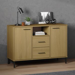 Dressoir met metalen poten OSLO 113x40x77 cm grenenhout bruin