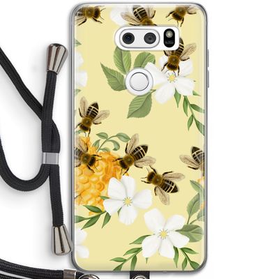 No flowers without bees: LG V30 Transparant Hoesje met koord