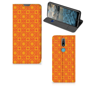 Nokia 2.4 Hoesje met Magneet Batik Oranje