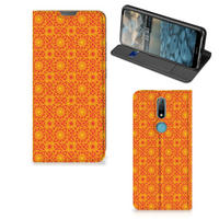 Nokia 2.4 Hoesje met Magneet Batik Oranje - thumbnail