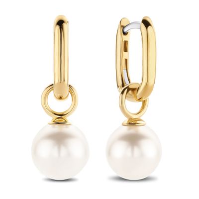 TI SENTO-Milano 7848PW Oorhangers Parel zilver goudkleurig-wit 27 mm