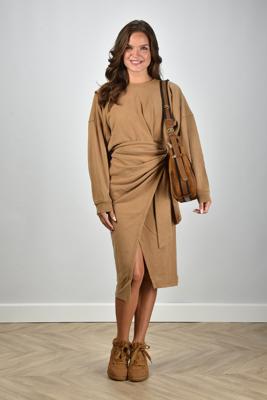 Marant Etoile jurk Sandrina RO0721FA-B1M05E caramel