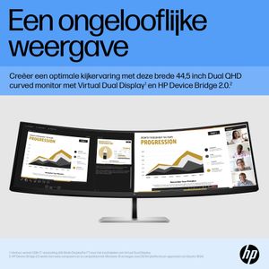 HP E45c G5 LED-monitor Energielabel G (A - G) 113 cm (44.5 inch) 5120 x 1440 Pixel 32:9 3 ms HDMI, DisplayPort, USB-A 3.2 Gen 1, RJ45, USB-C VA LED